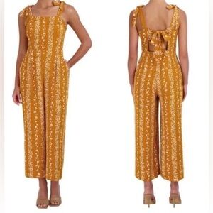 BCBG Mustard Floral Jumpsuit xxl   C15